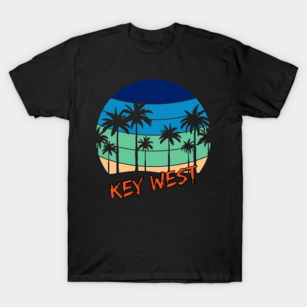 Key West Retro Vintage Sunset Beach Design T-Shirt by eliteshirtsandmore